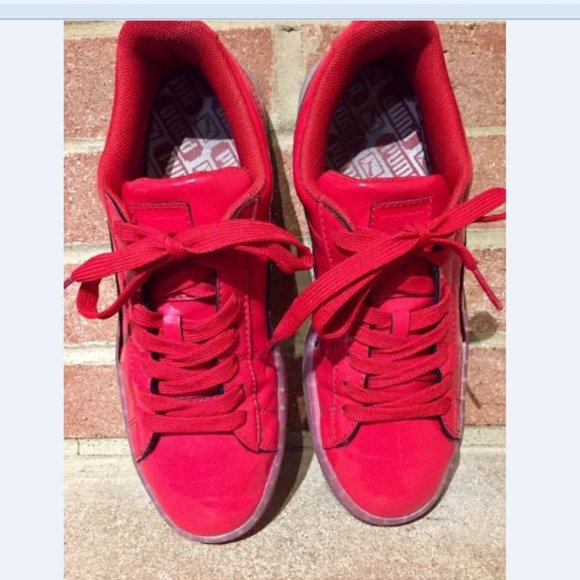 Puma Kids Patent Leather Lace Up Sneakers Sz 6.5Y - Picture 2 of 8